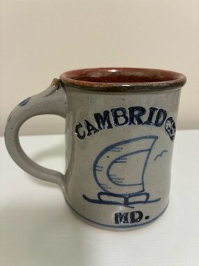 Stoneware Coffe gray signed mug from Cambridge MD